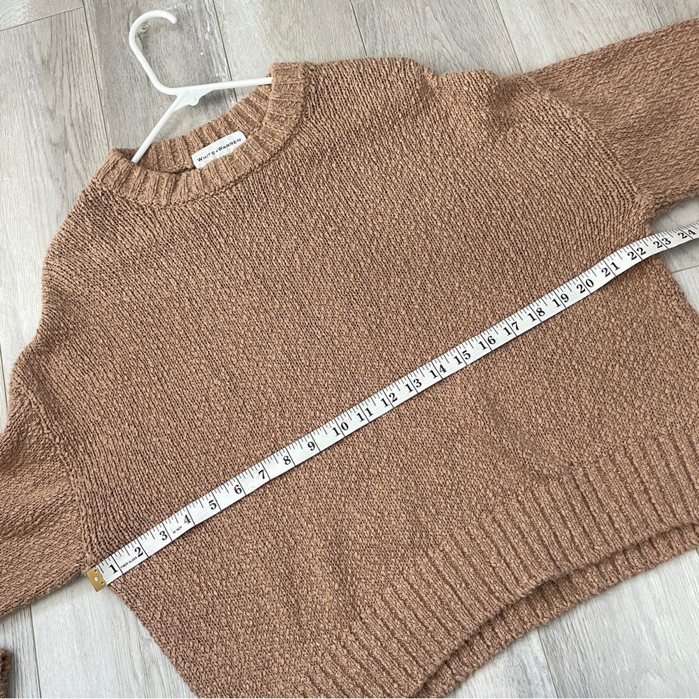 White + Warren Sweater cotton slub easy crewneck womens Brown (small) minimalist - Picture 3 of 8